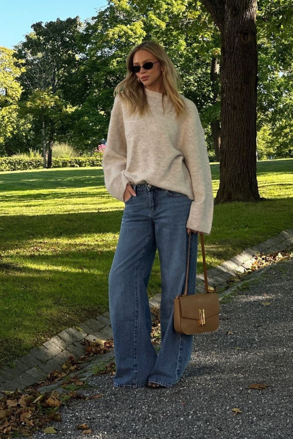 Chunky Sweater & Wide-Leg Jeans