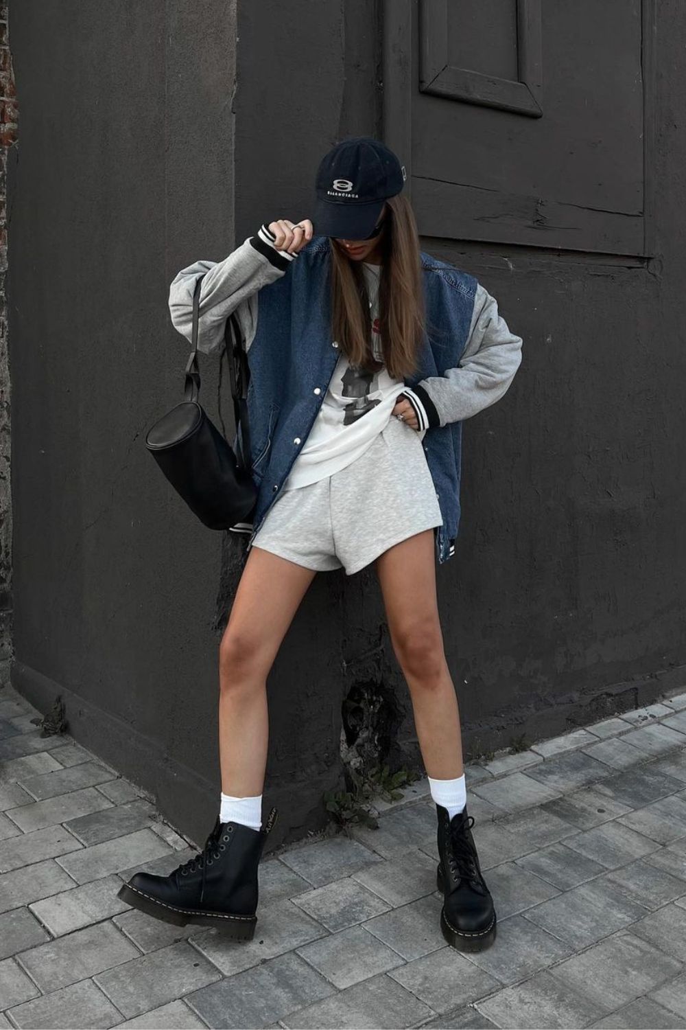 Denim Bomber & Sweat Shorts