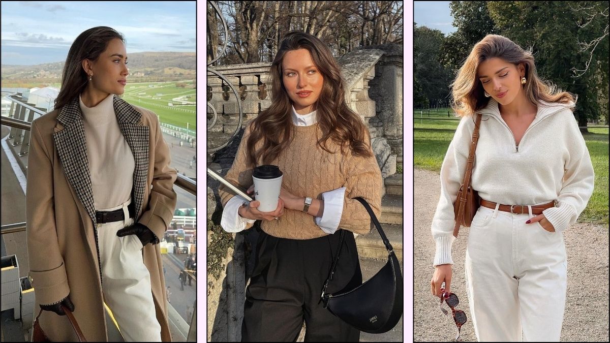 A collage of old money style outfits for fall