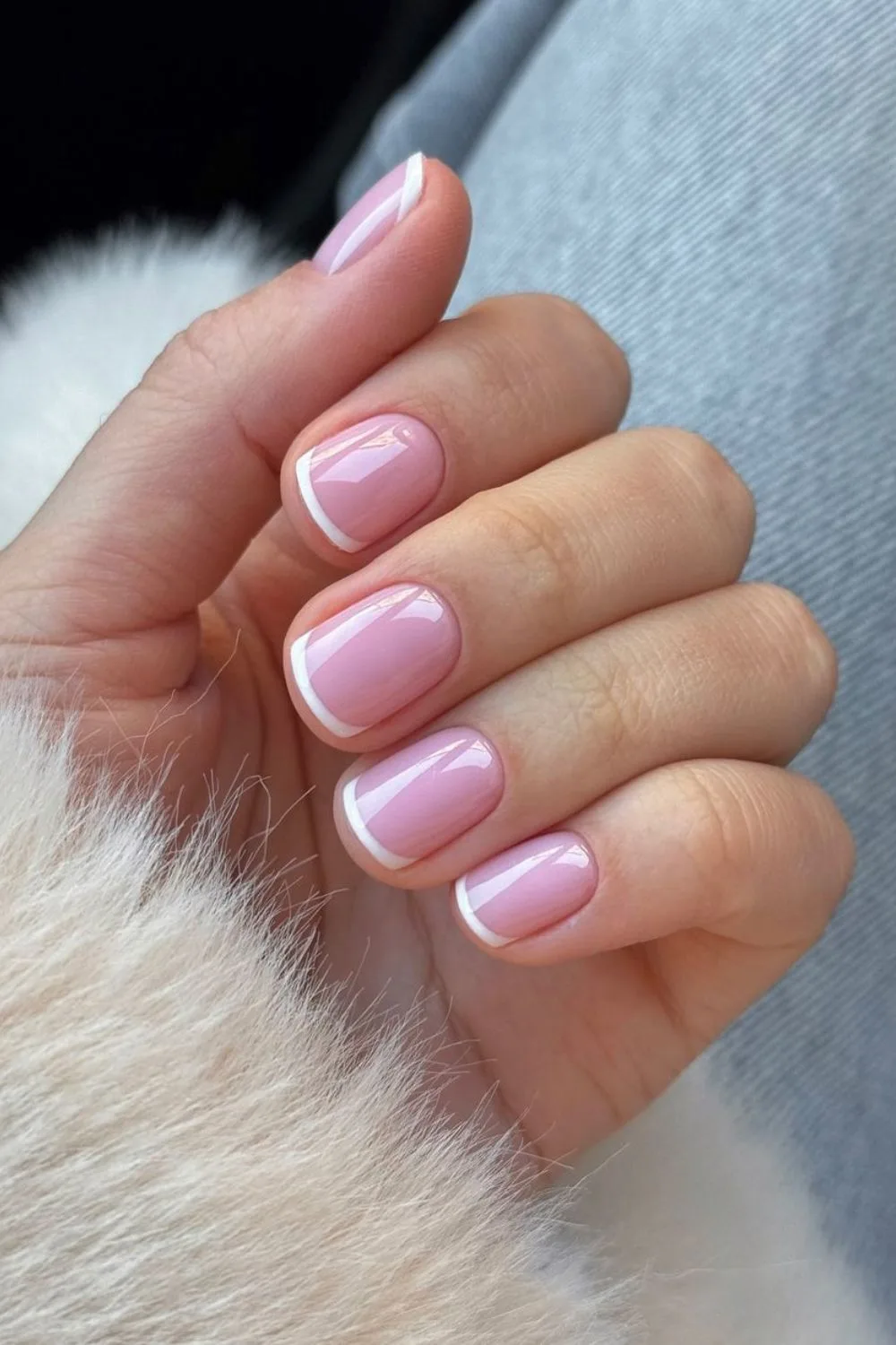 French tip nails with pink base