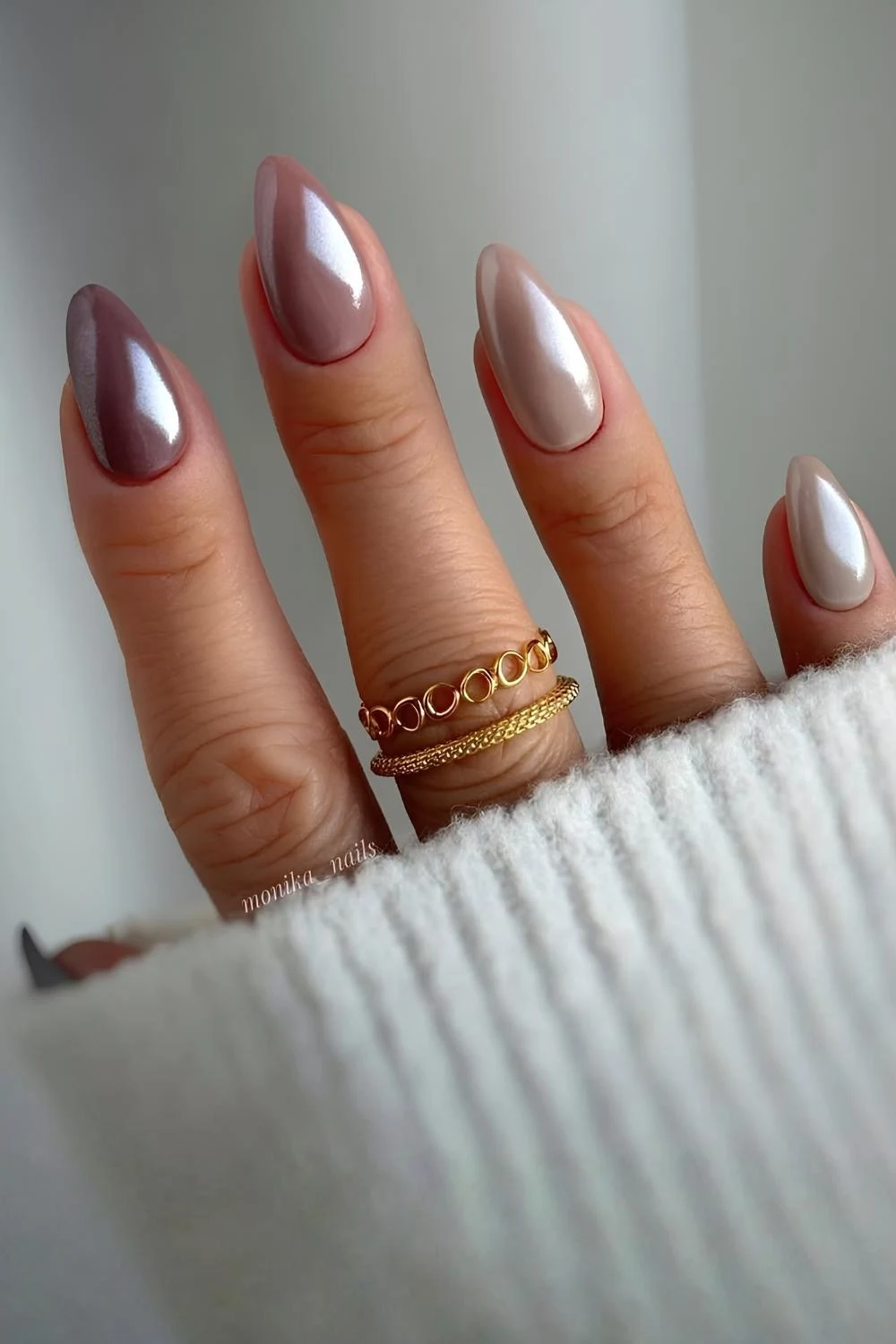 Glazed brown skittle nails