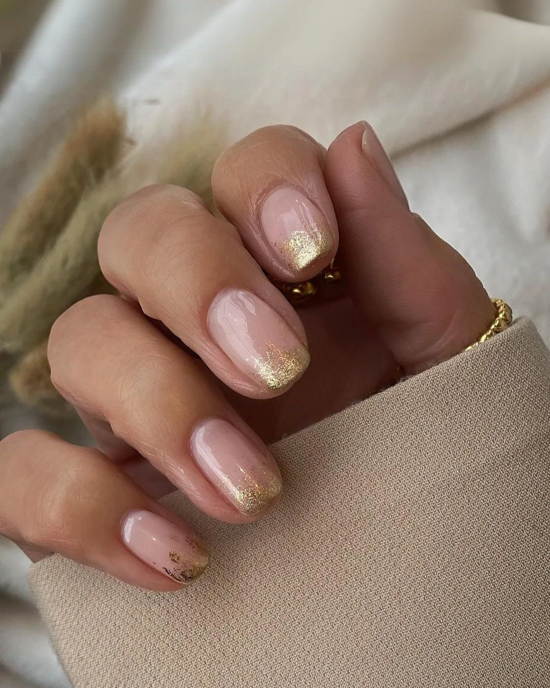 Gold foil ombre nails