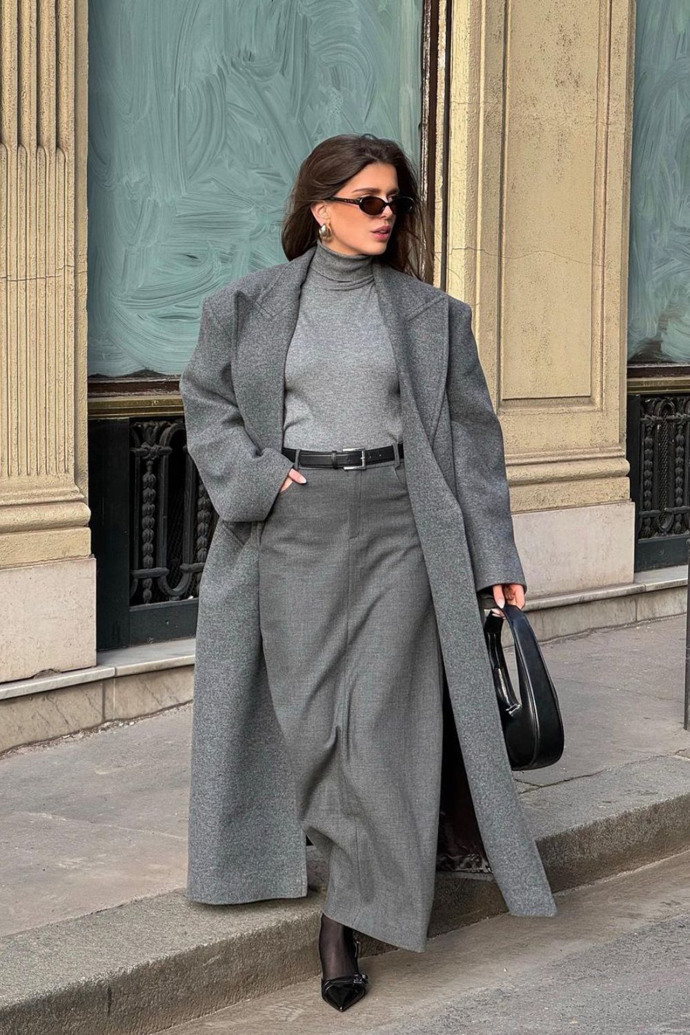 Gray Coat & Matching Turtleneck