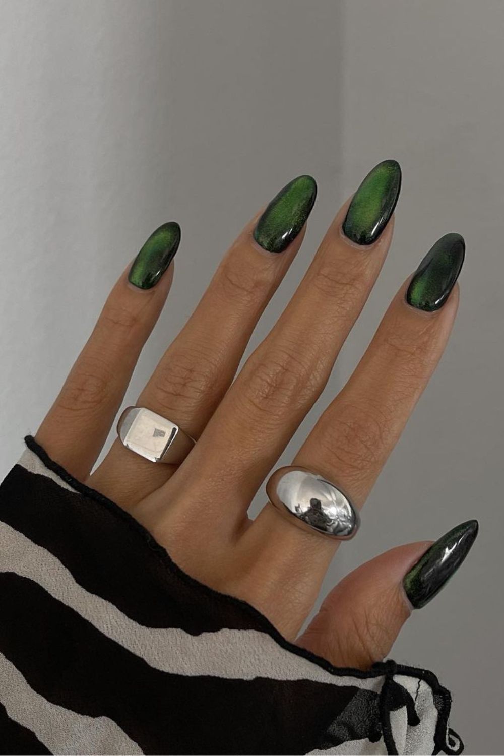 Green and black aura effect nails