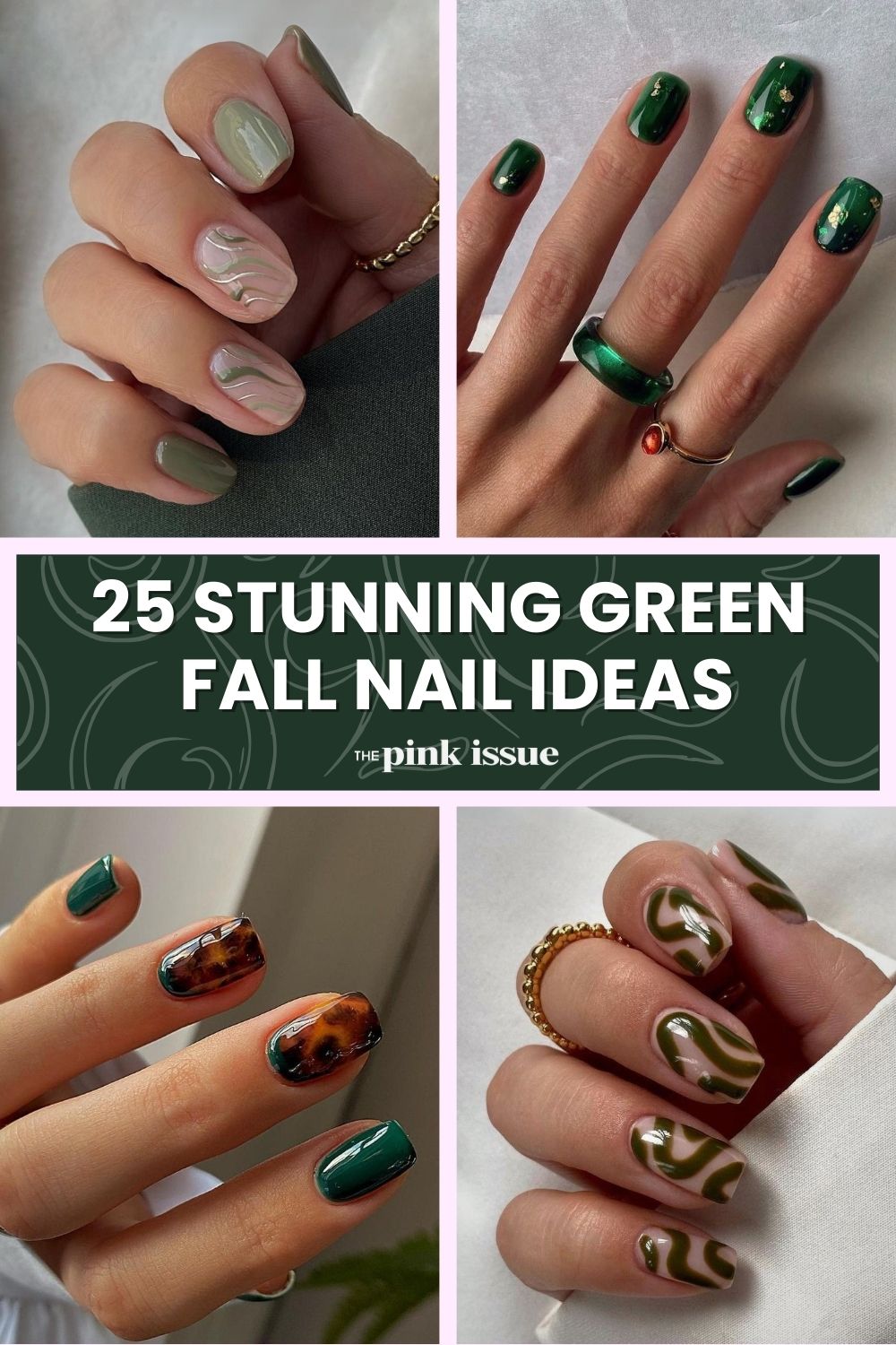 Green fall nail ideas Pinterest