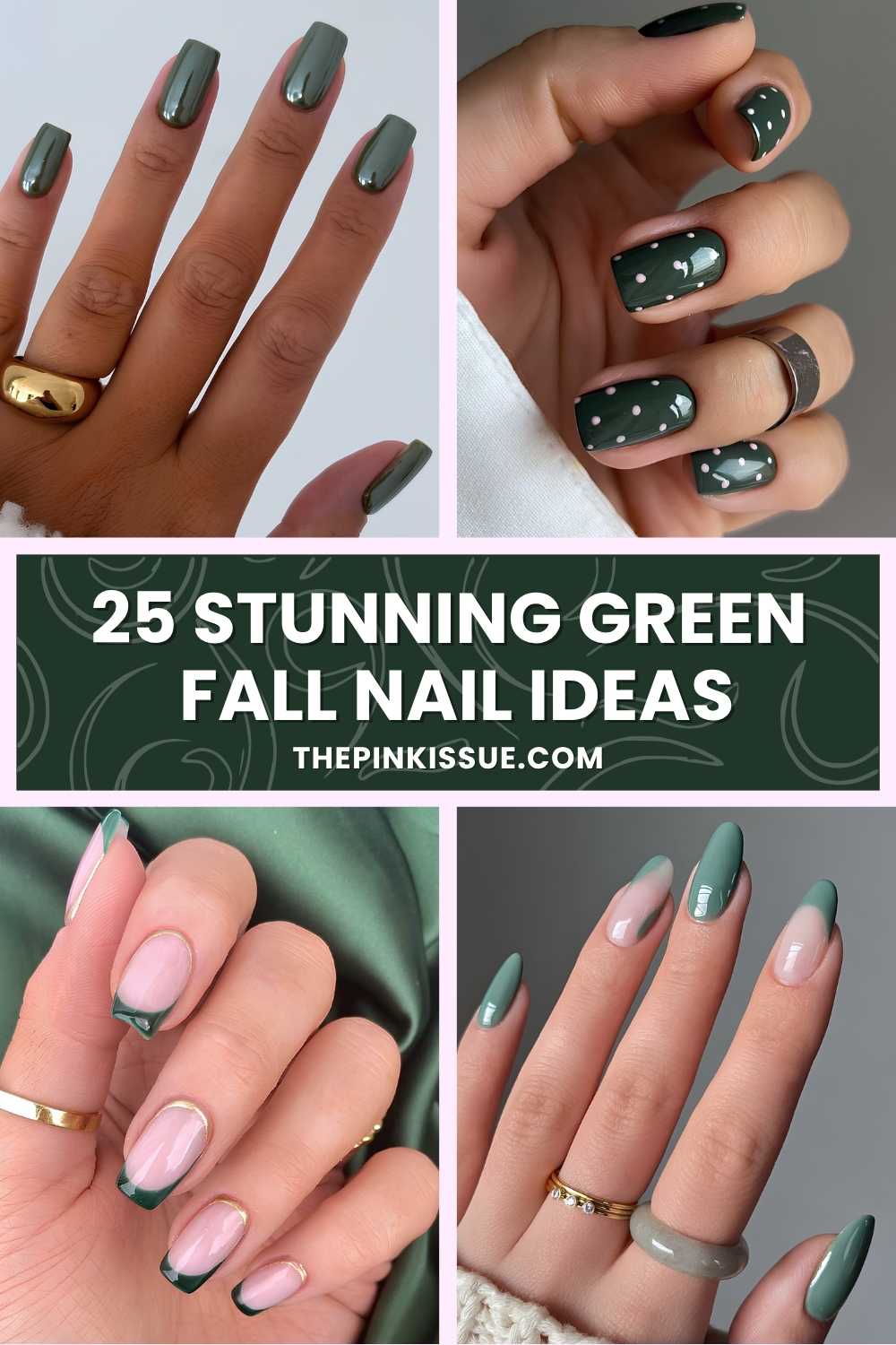 Green fall nail inspo Pinterest