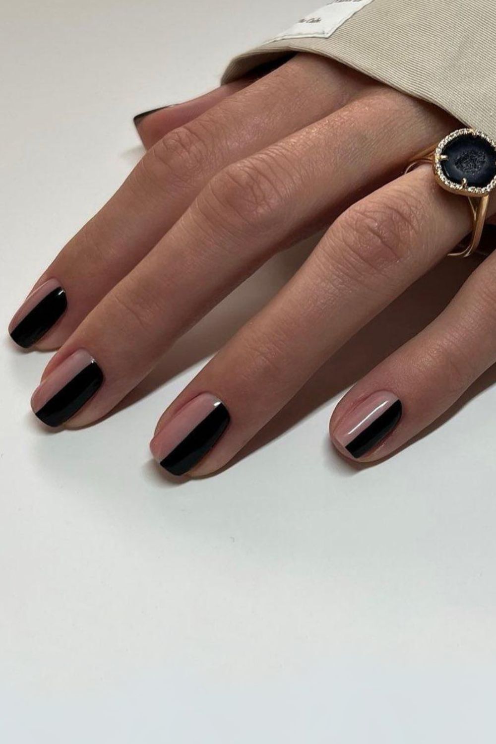 Half-sies black nail design