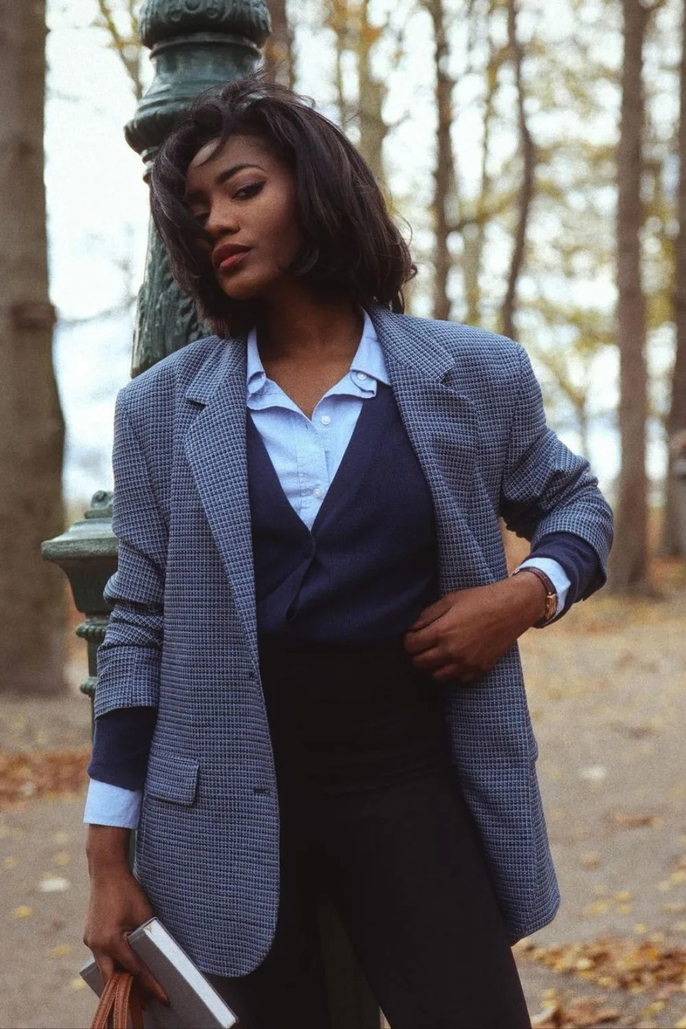 Houndstooth Blazer with Navy Layers