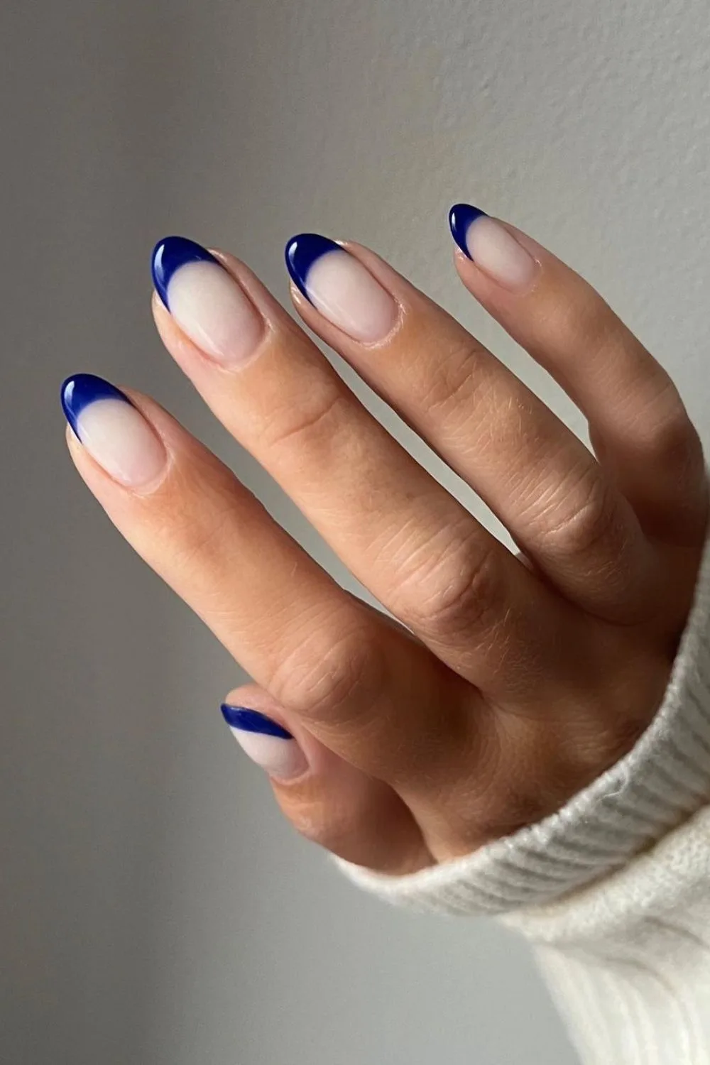 Inky blue french tip nails