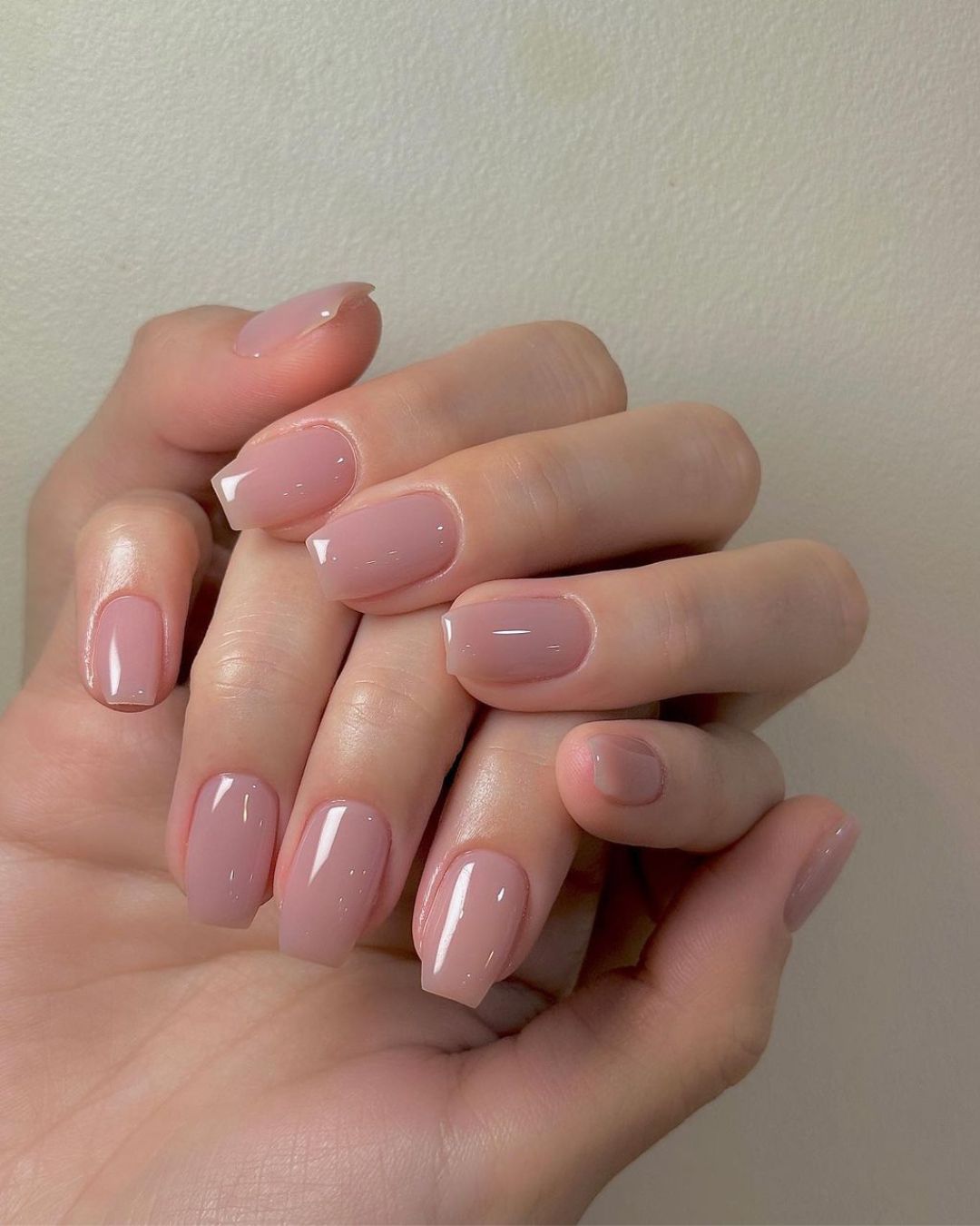 Korean blush pink nails