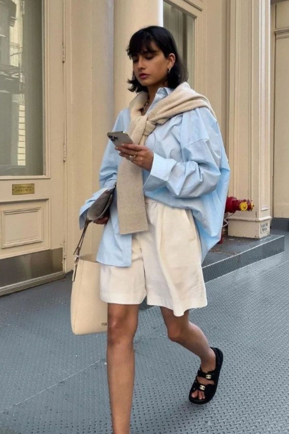 Light Blue Shirt & Cream Bermudas