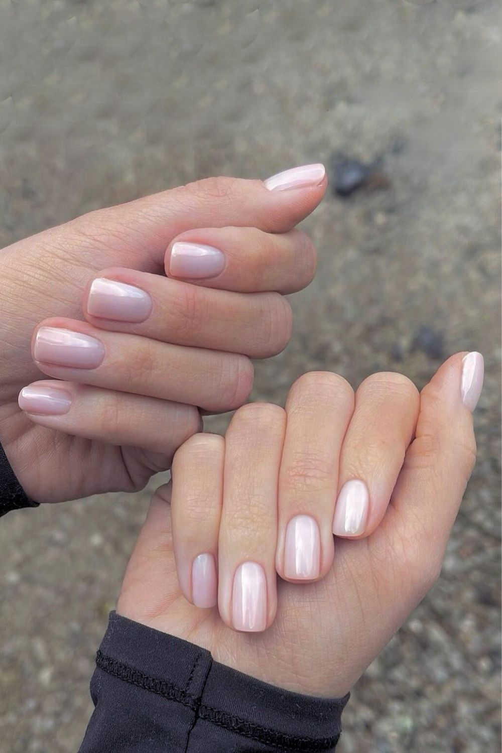 Milky white glass-effect nails