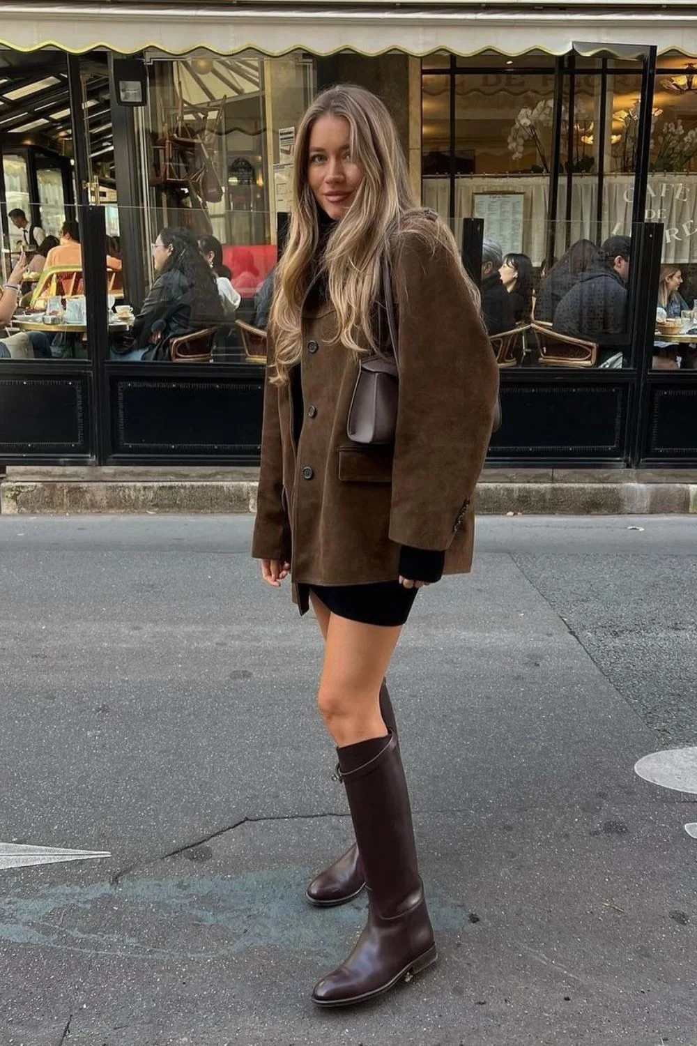 Mini Skirt & Suede Brown Jacket