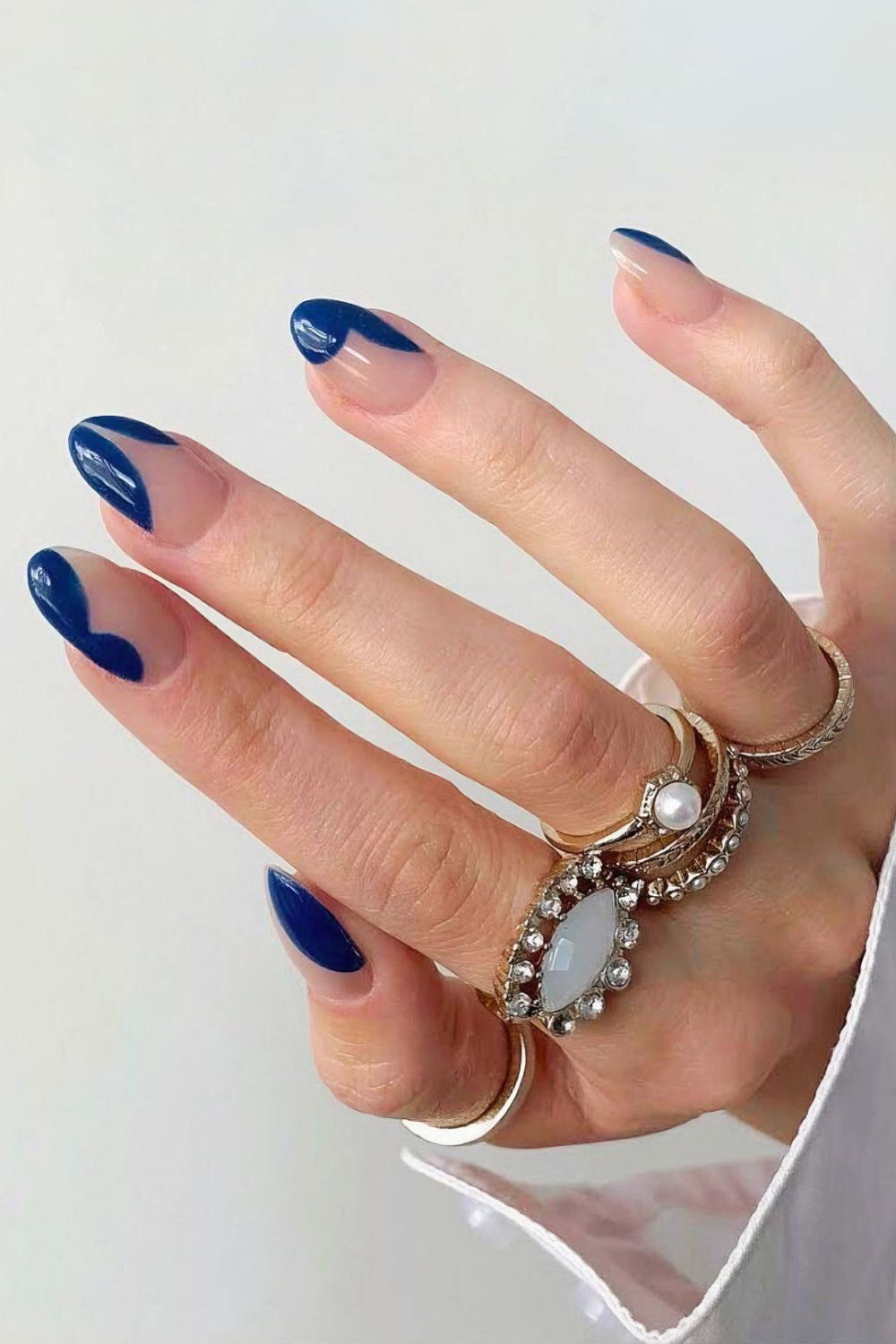 Nails with funky navy blue design