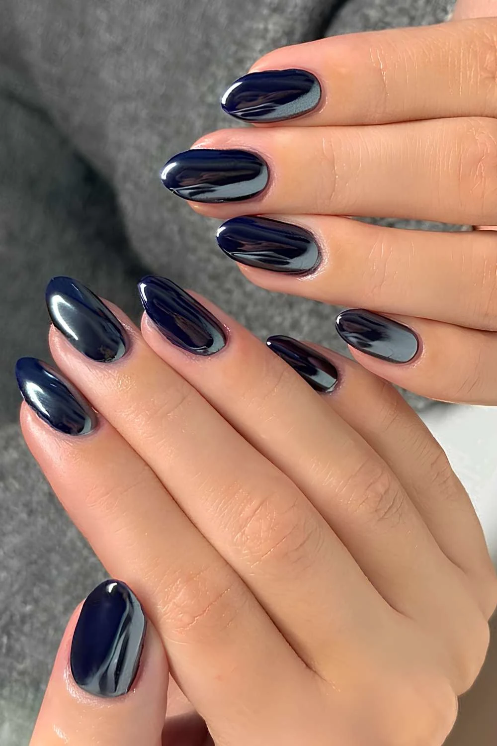Navy blue chrome nails