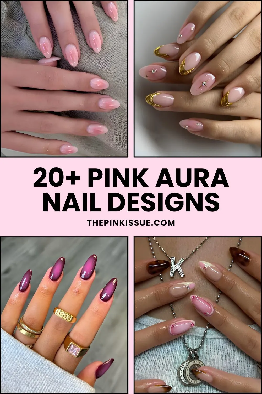 Pink aura nail designs Pinterest