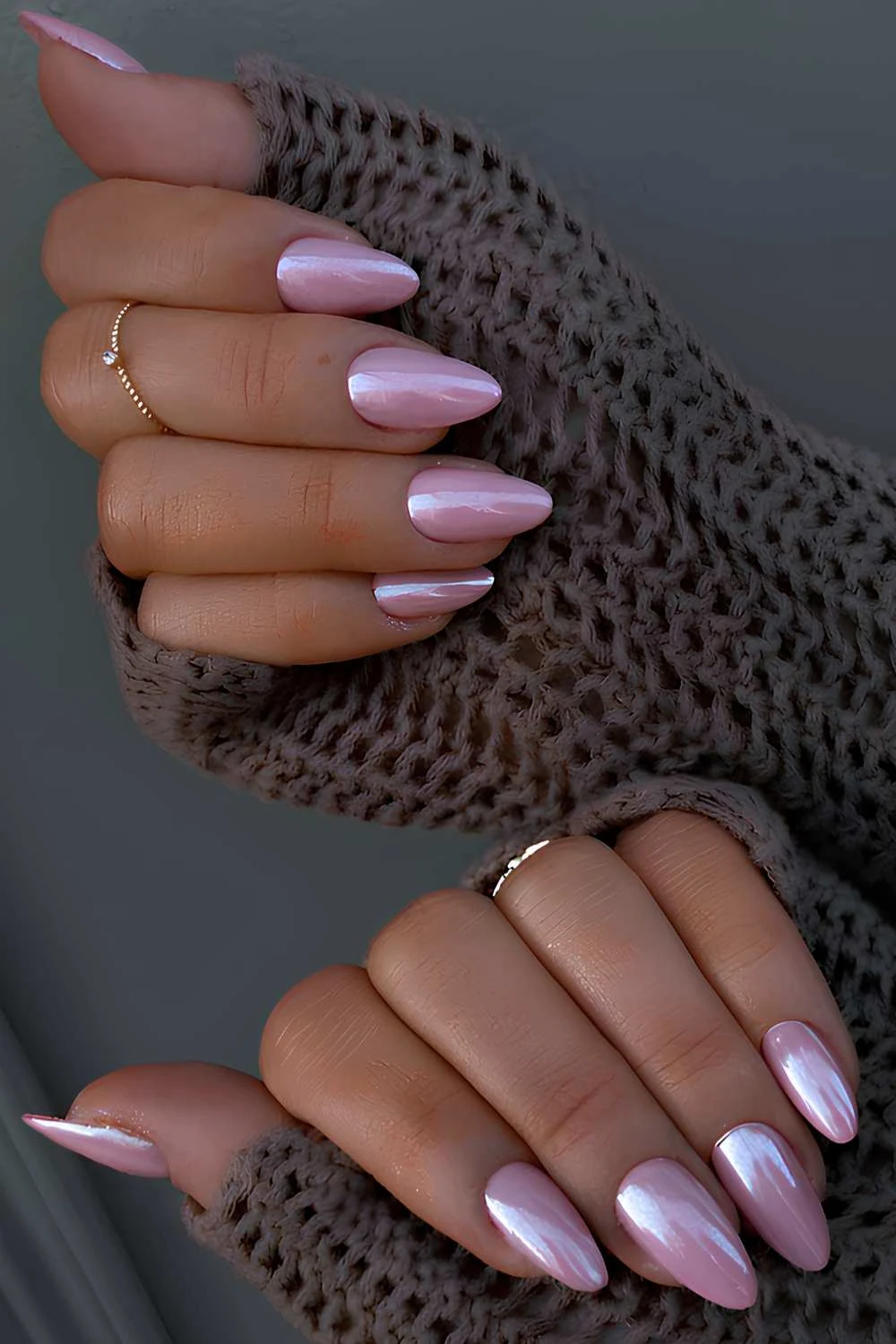 Pink chrome nails for fall