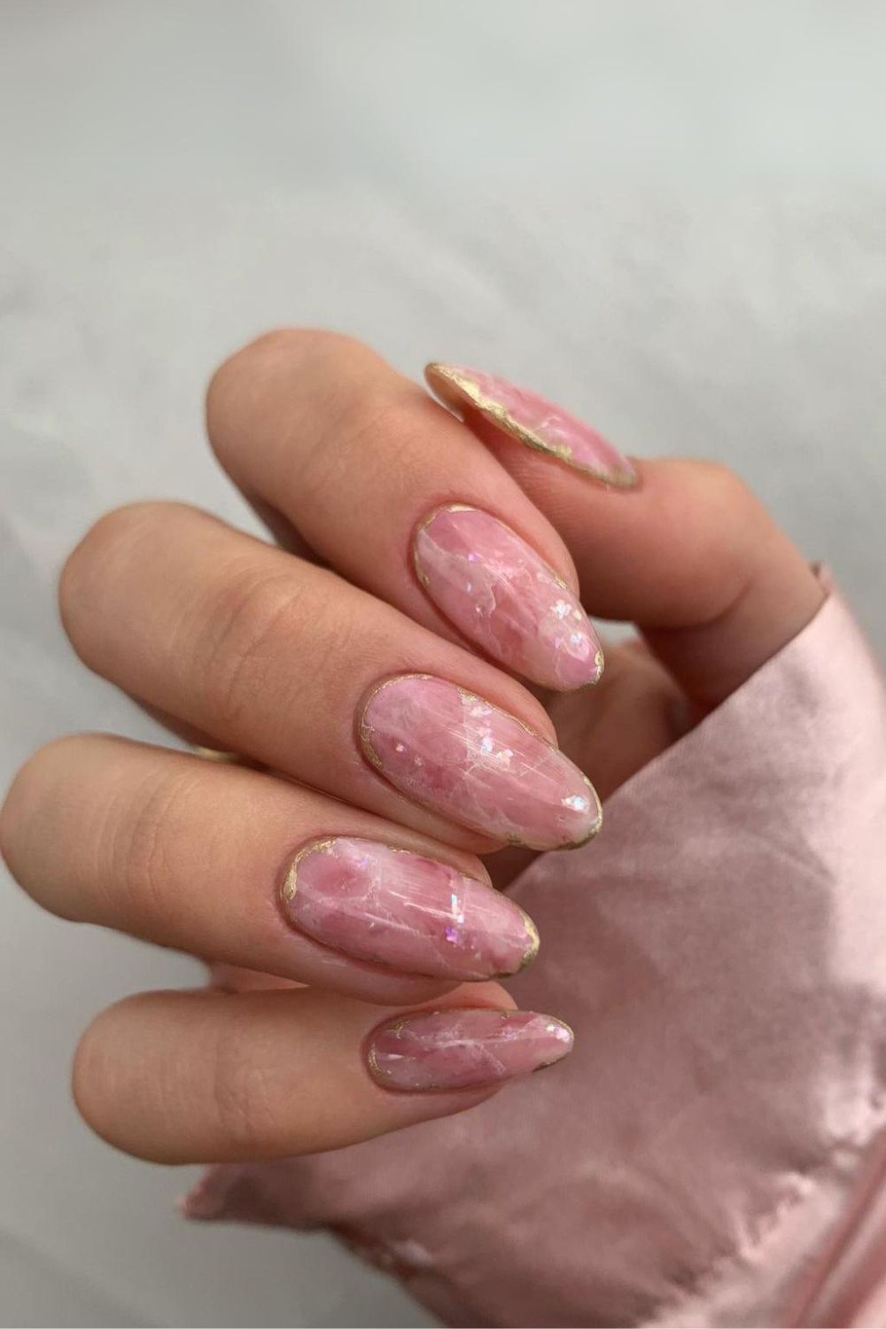 Pink marble nails