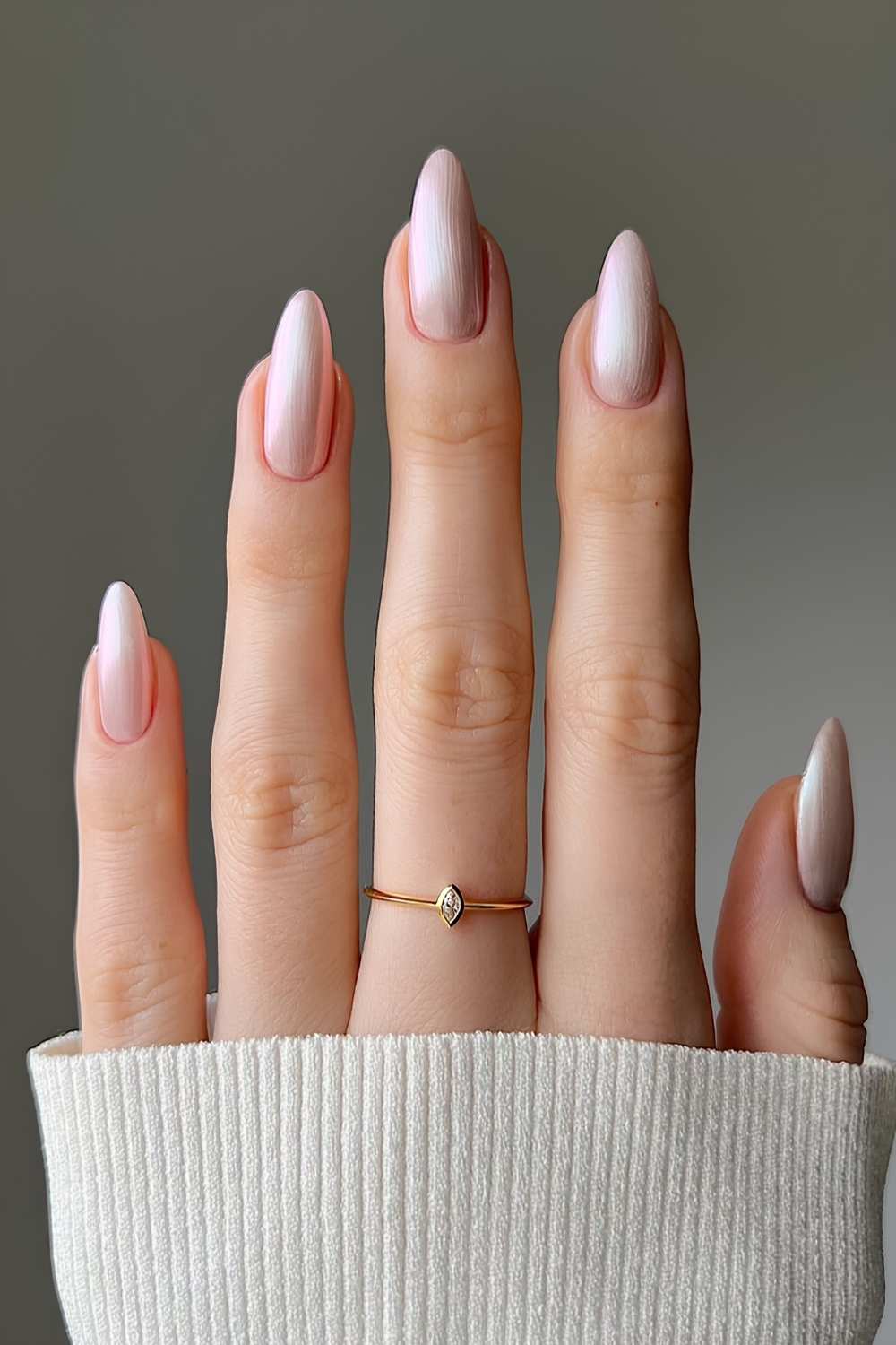 Pink satin effect manicure