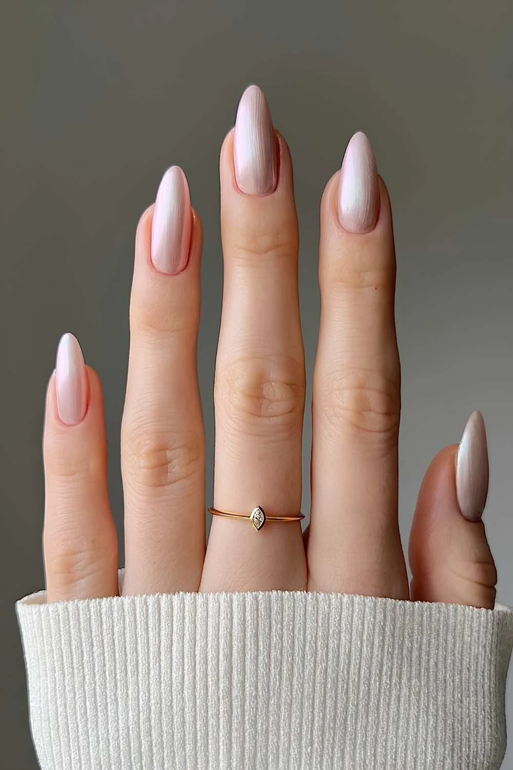 Pink satin effect manicure