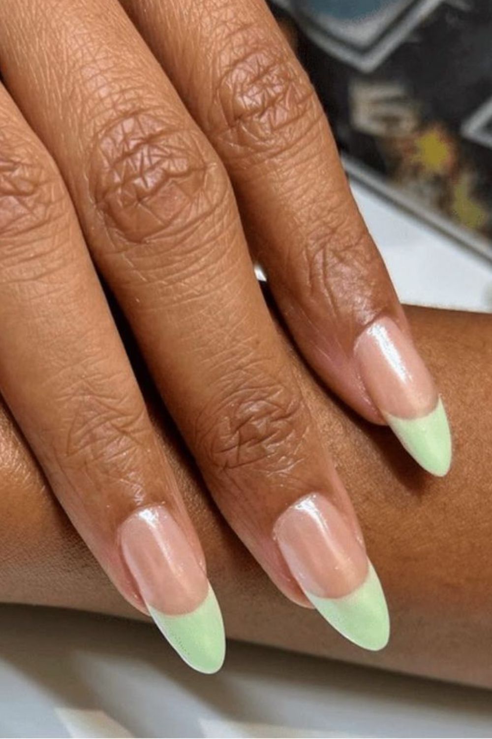 Pistachio Chrome French Tip Nails