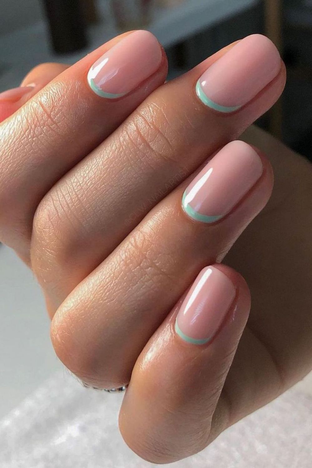 Pistachio Inverted French Tip Nails