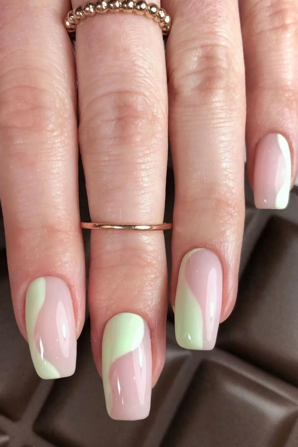 Pistachio Nails with Negative Space