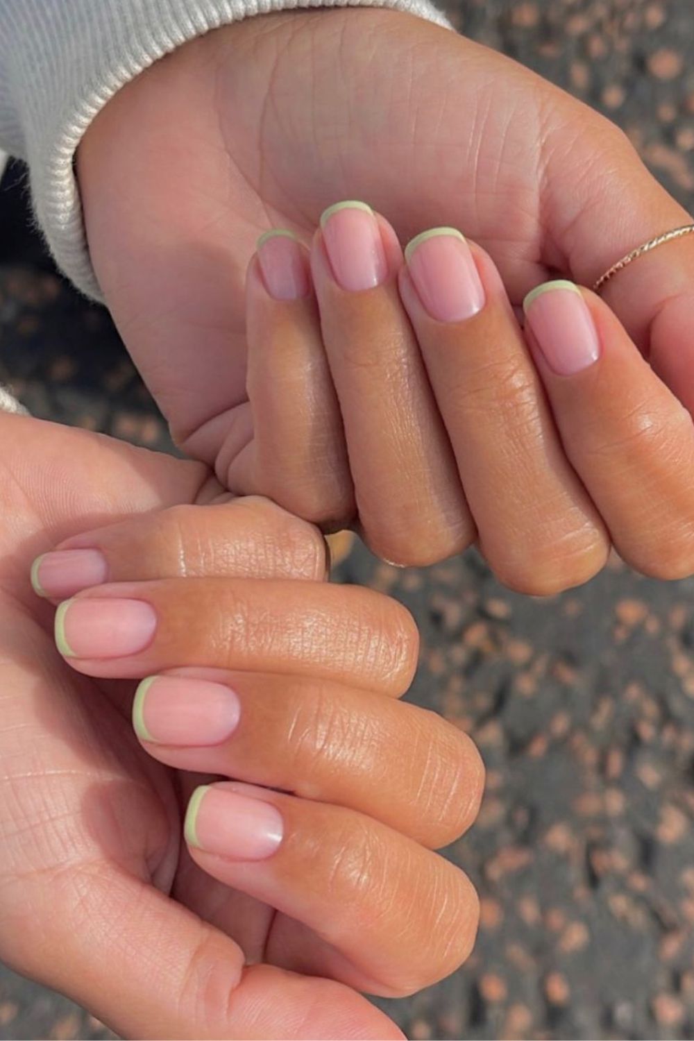 Pistachio micro French Tip Nails