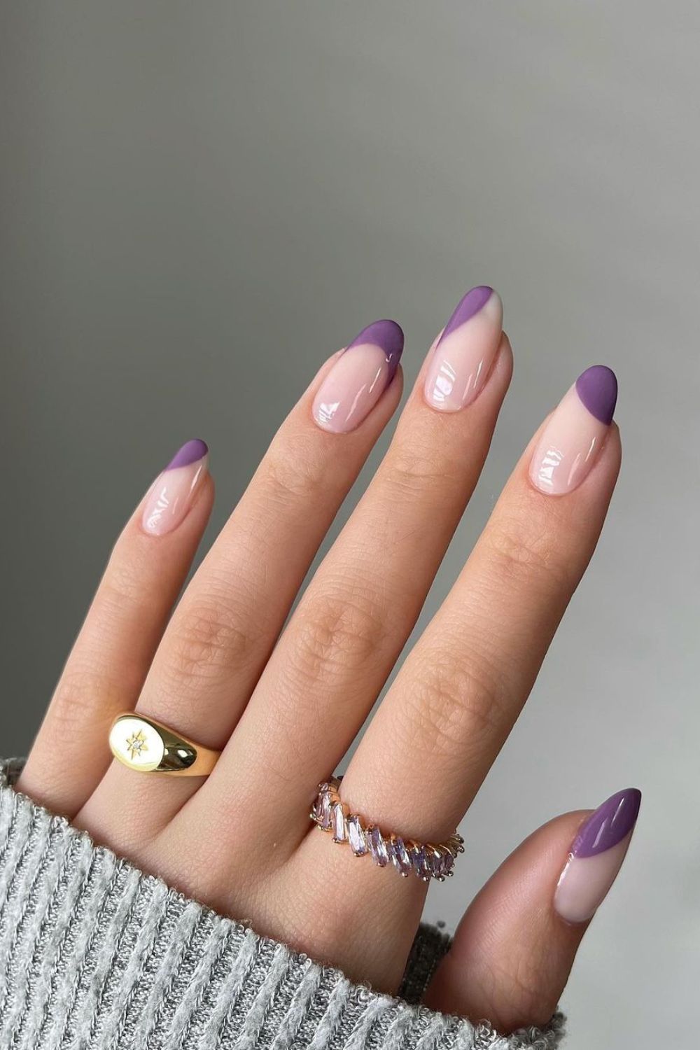 Purple abstract french tip nails