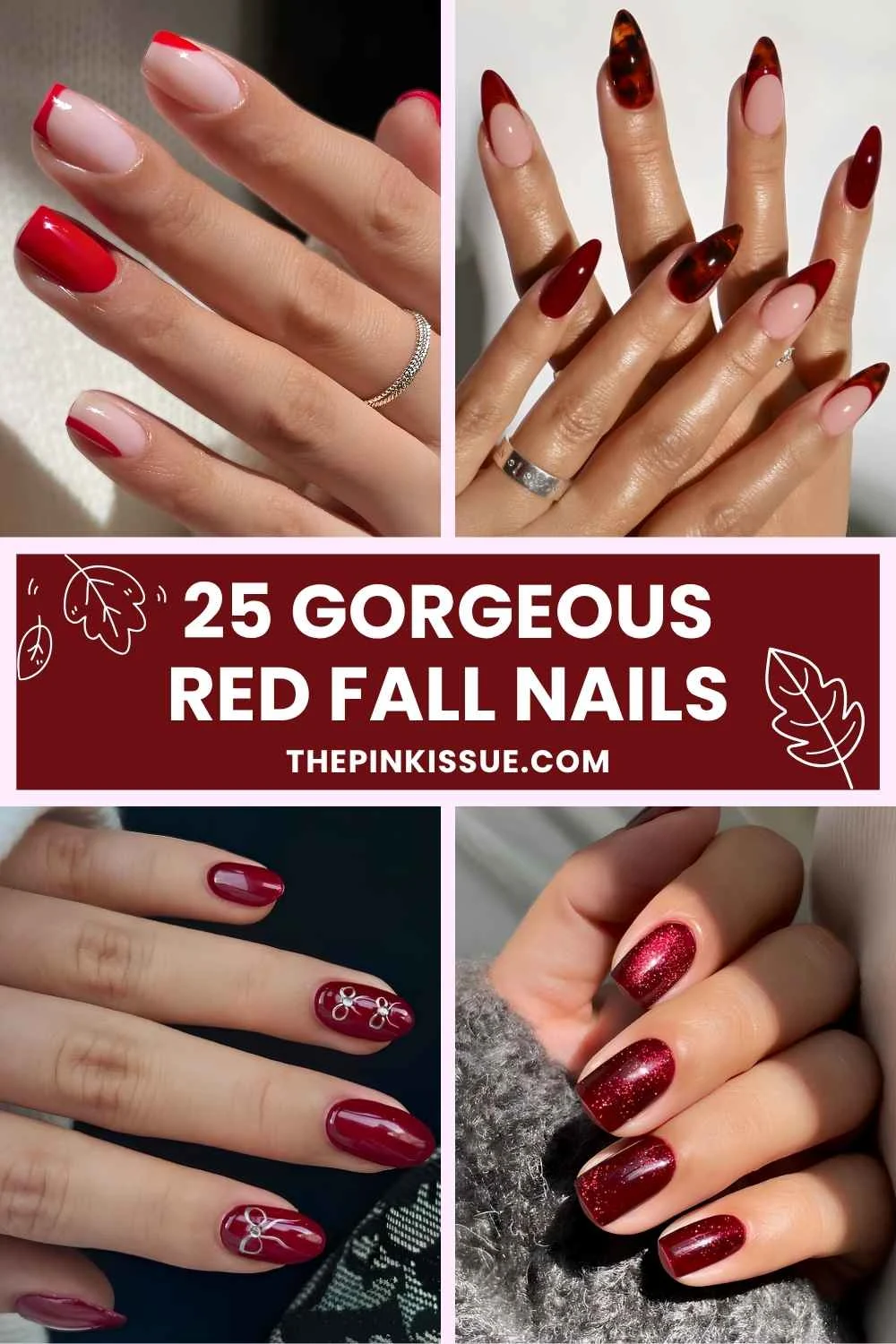 Red fall nail inspo Pinterest