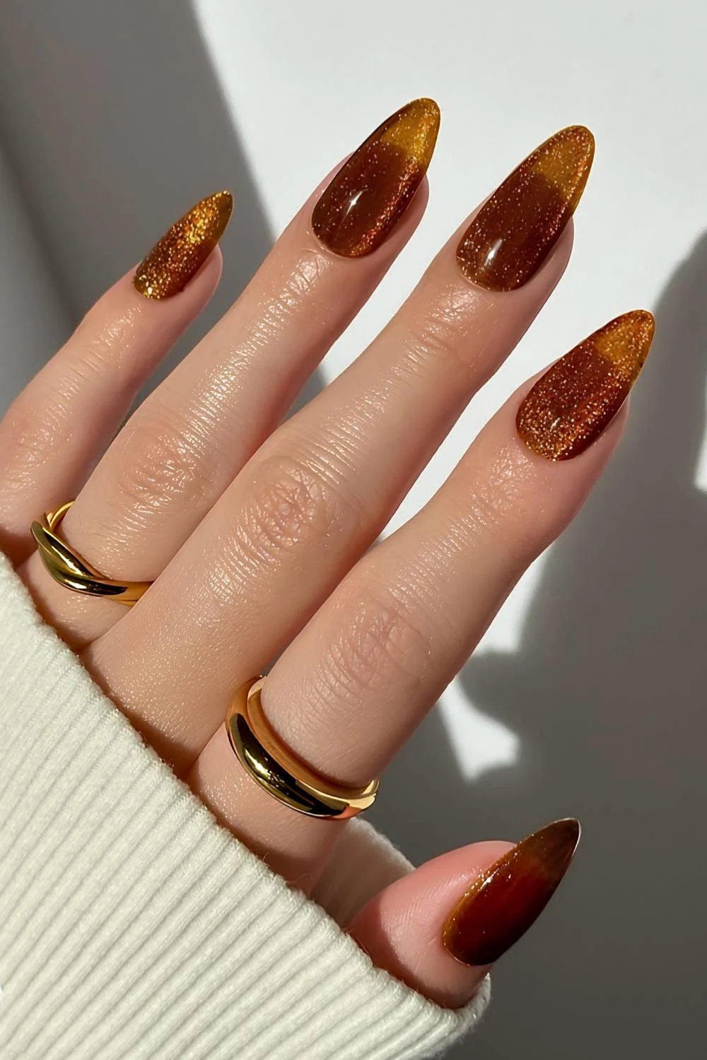 Sheer brown velvet manicure