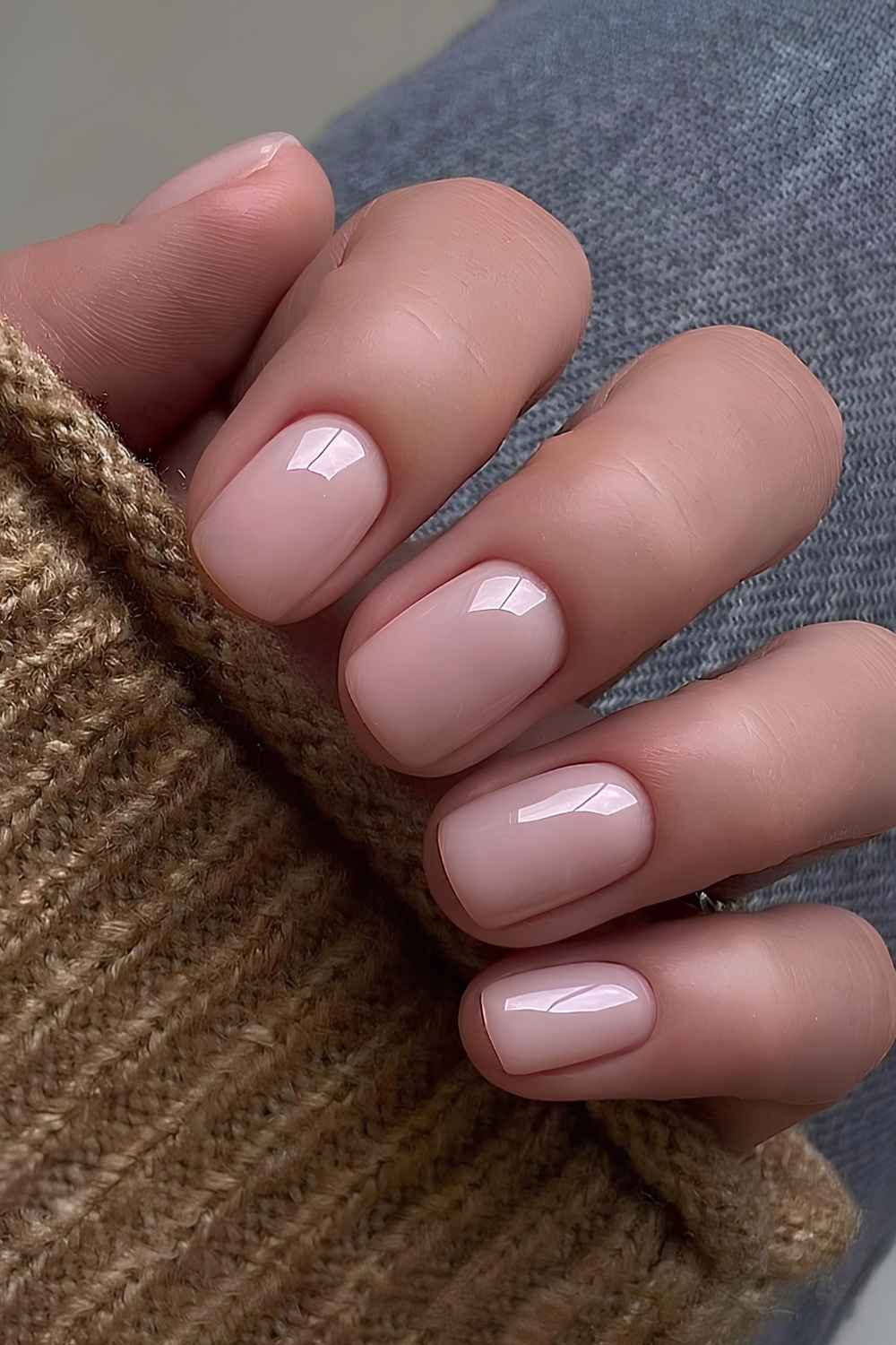 Short and sheer pink manicure