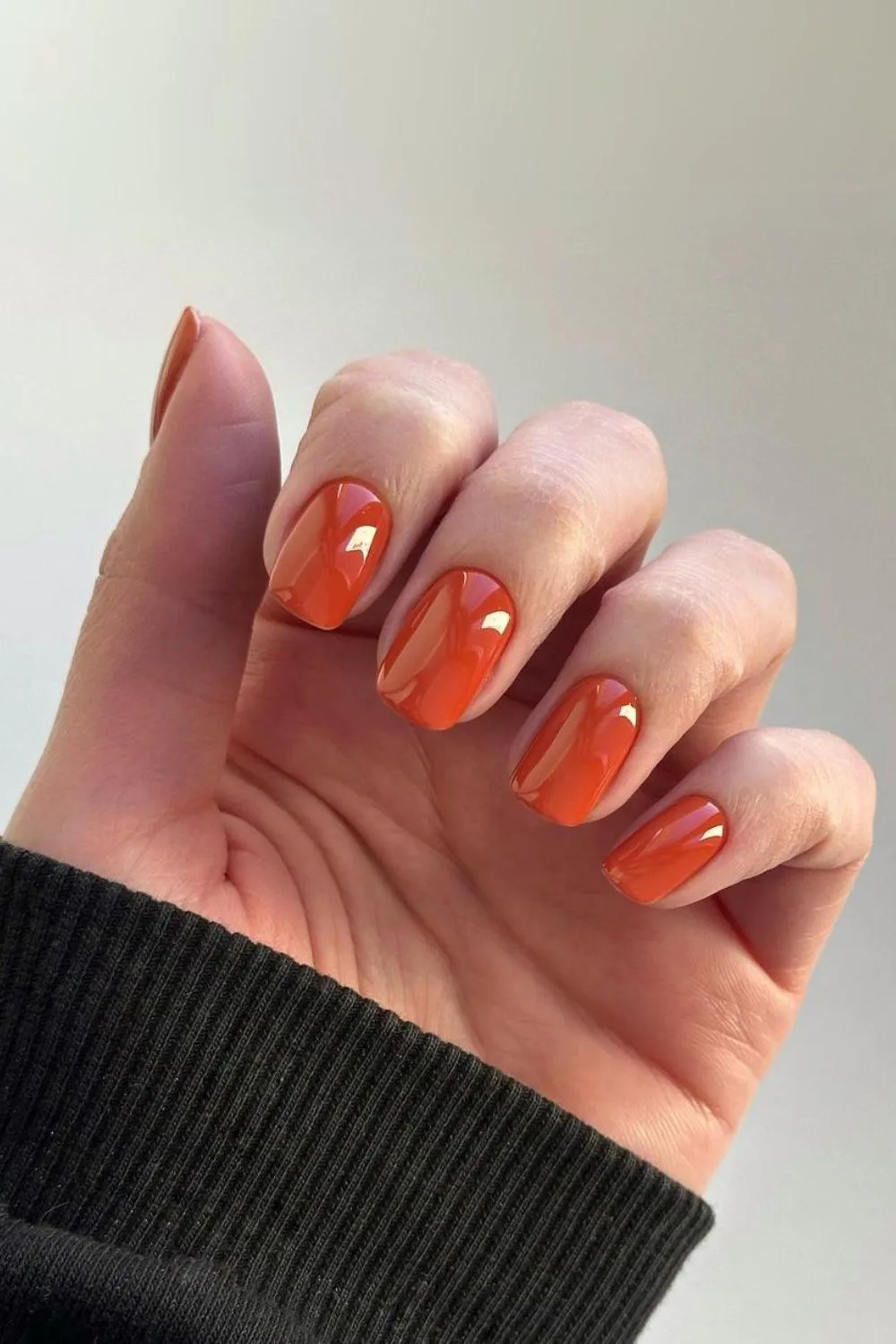 Solid burnt orange fall manicure