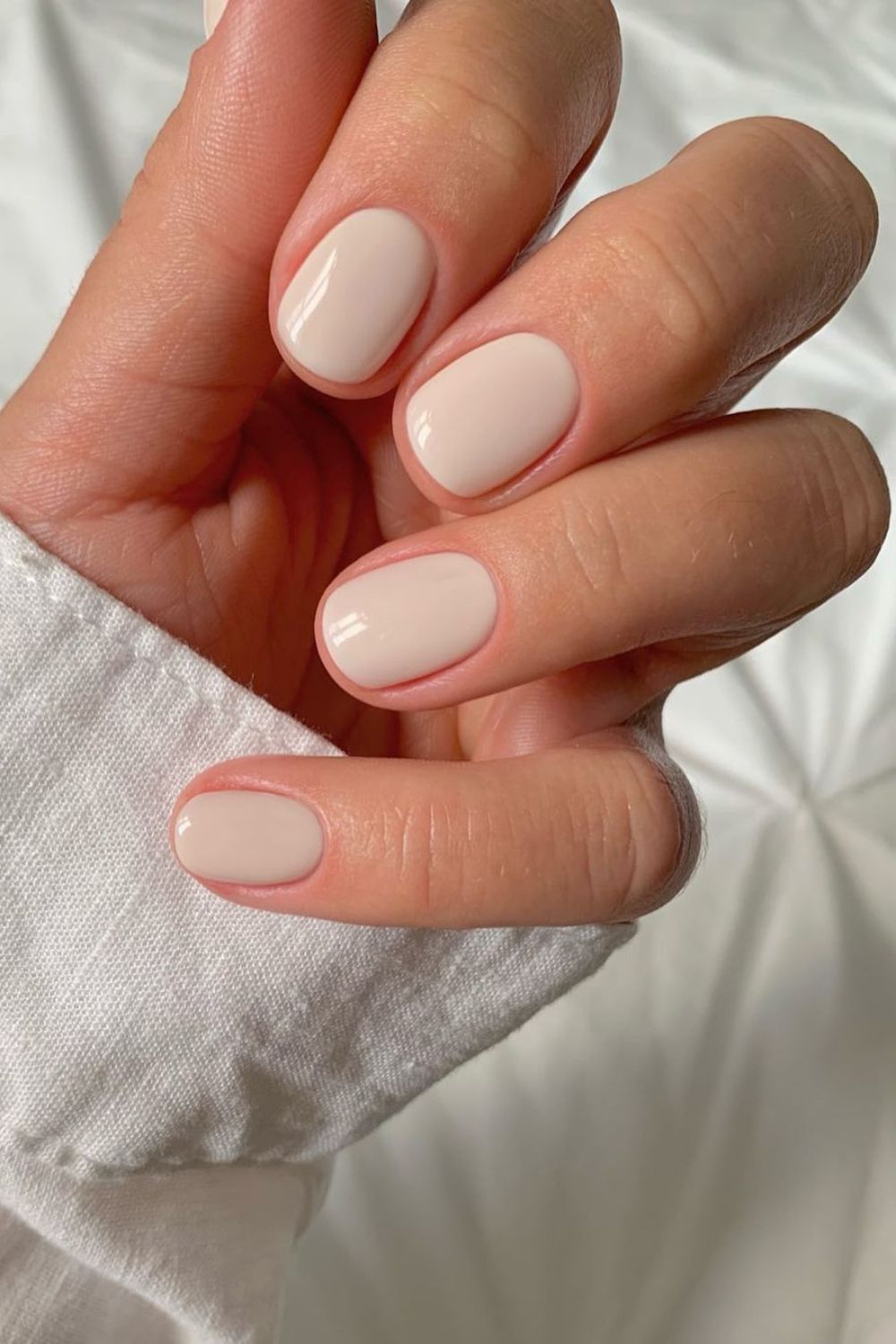 Solid milky white nails