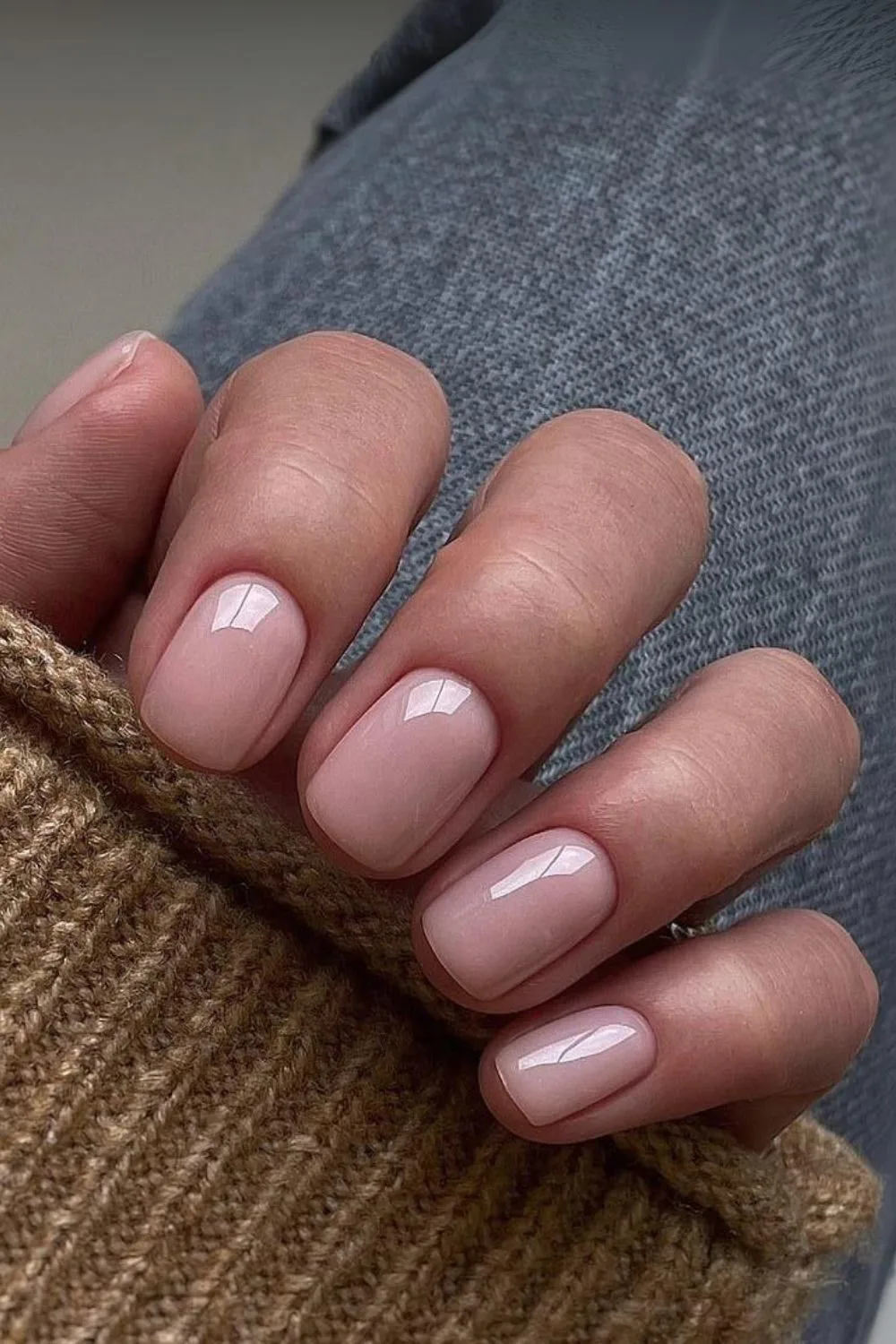 Solid nude pink manicure