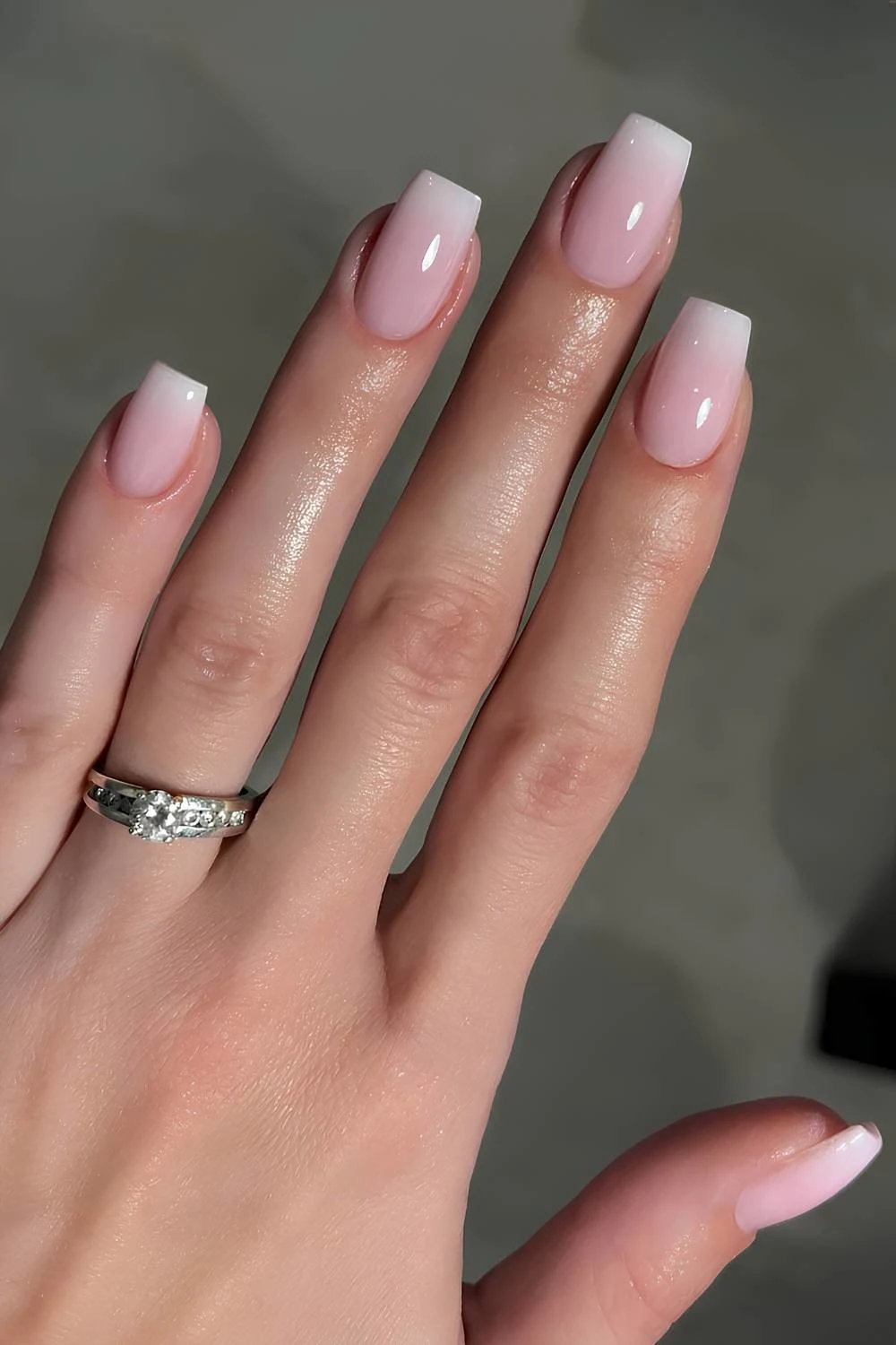 Square white ombre manicure