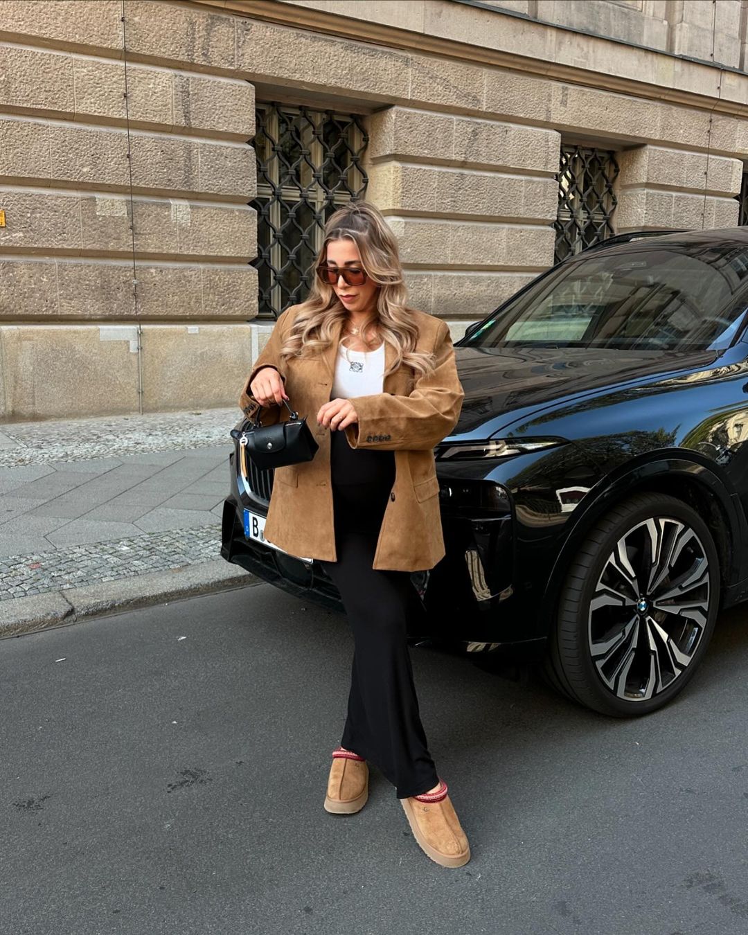 Suede Blazer & Black Pants