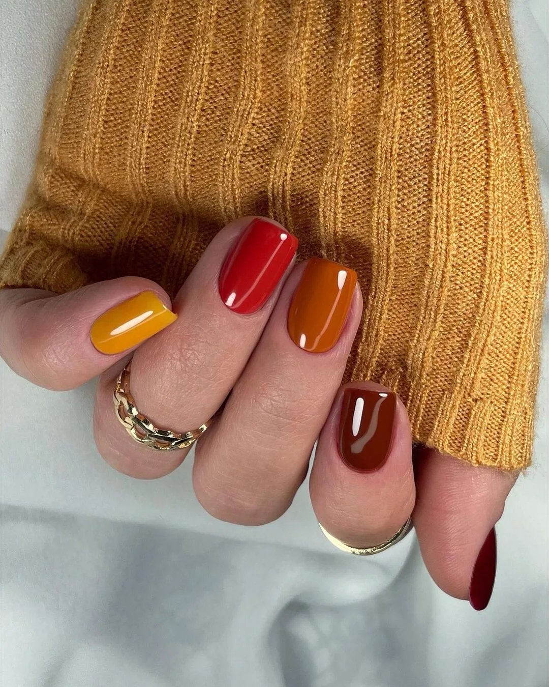 Thanksgiving skittle nails