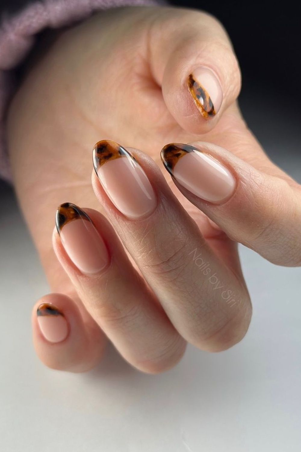 Tortoise shell French tip mani