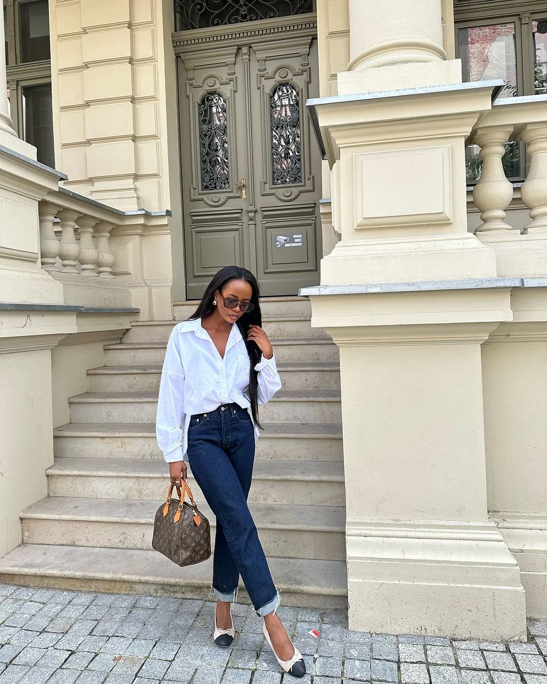 White Shirt & Dark Jeans