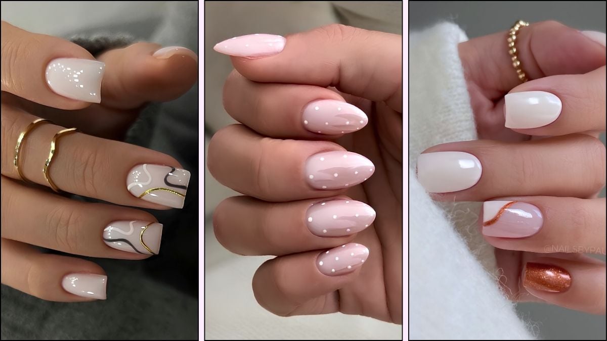 A collage of white nail designs for fall