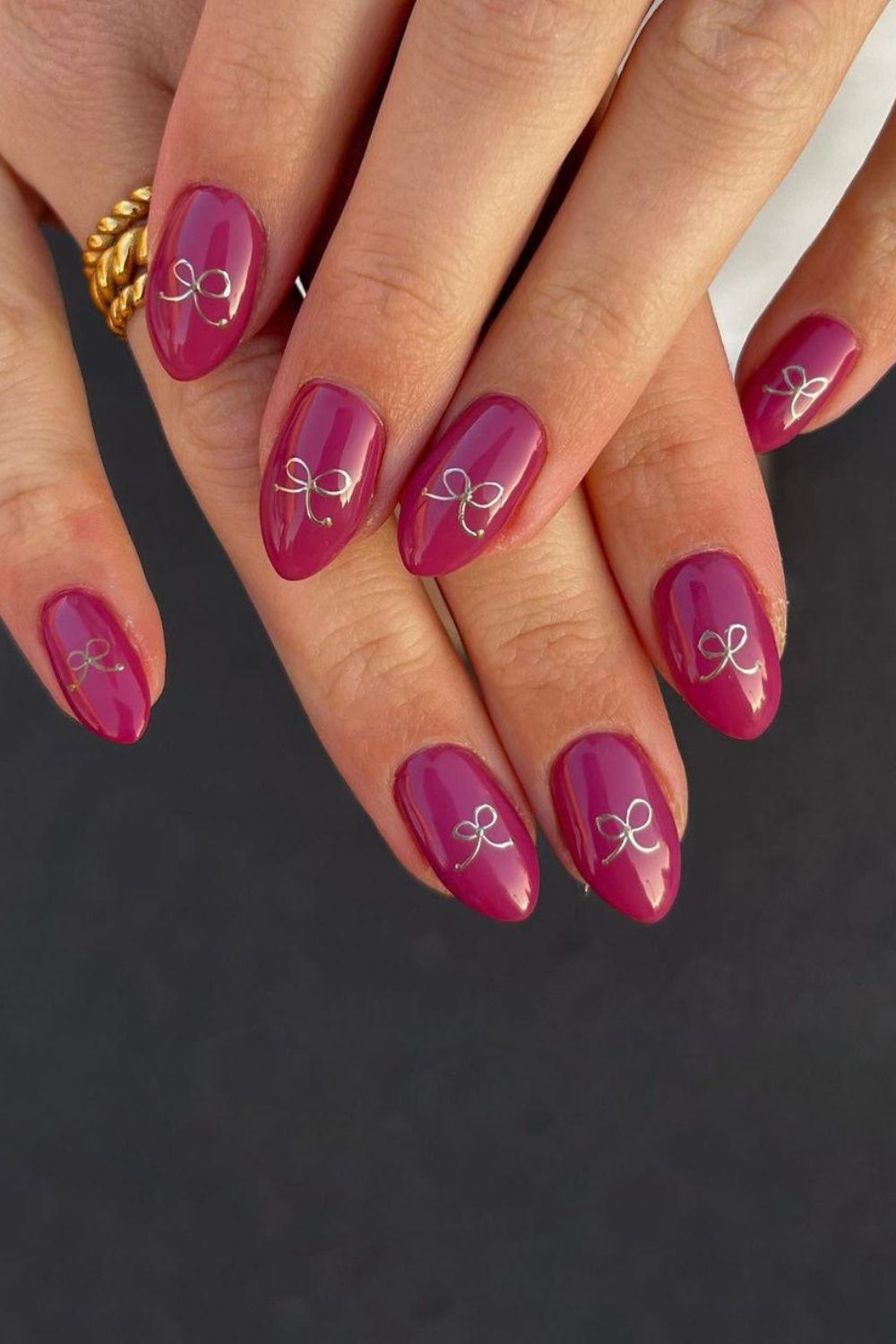 Wine berry coquette nails