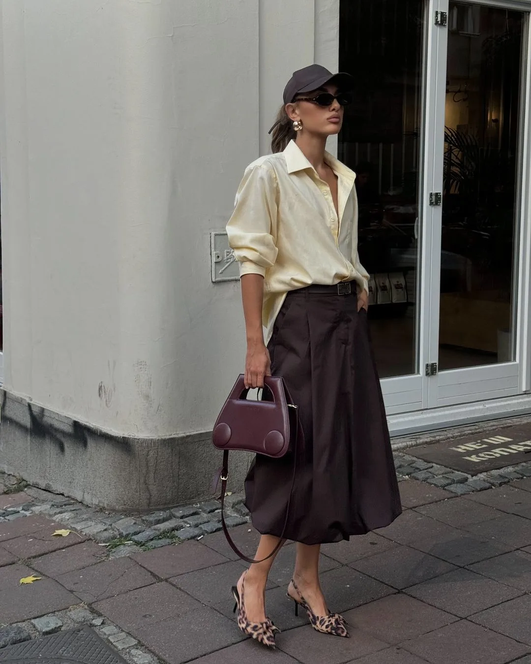 Yellow Shirt & Brown Skirt