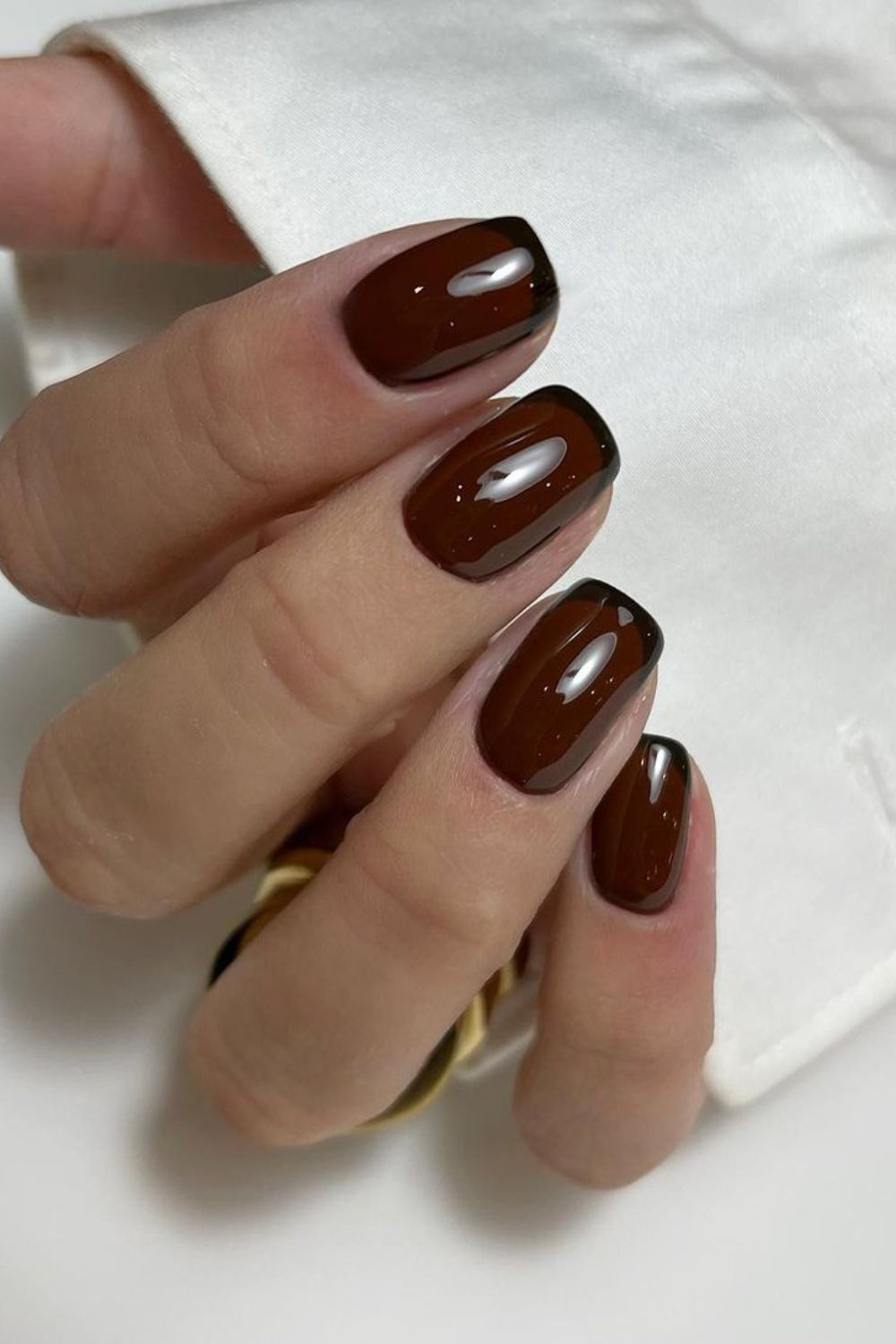 brown french nails