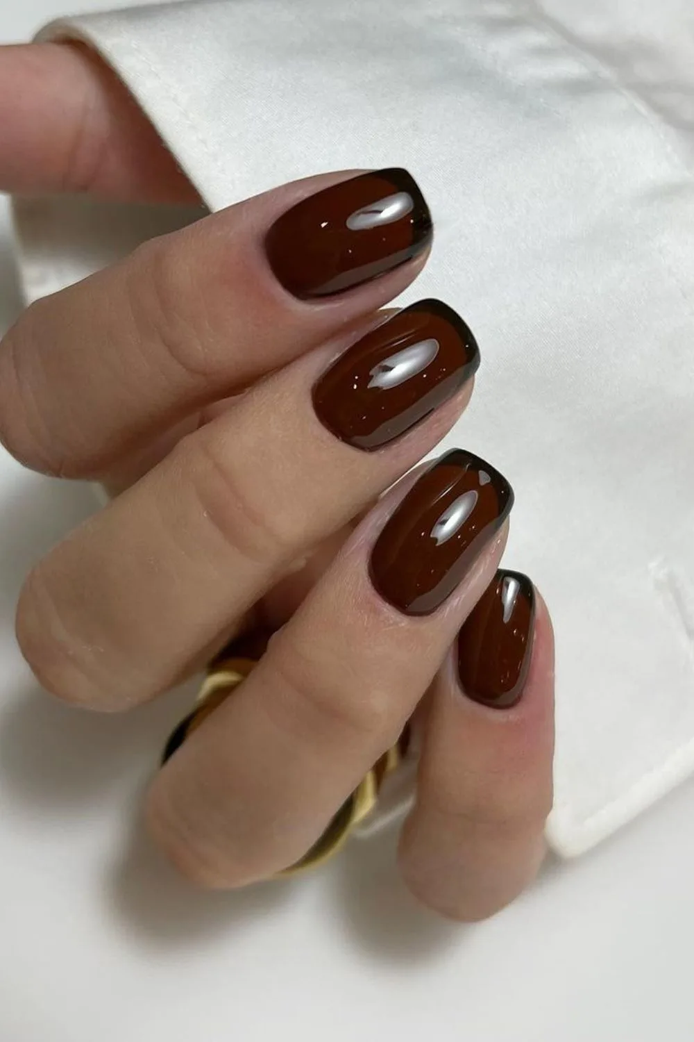 brown french nails