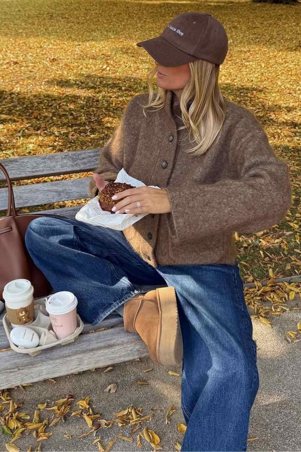 brushed wool jacket with jeans and mini uggs