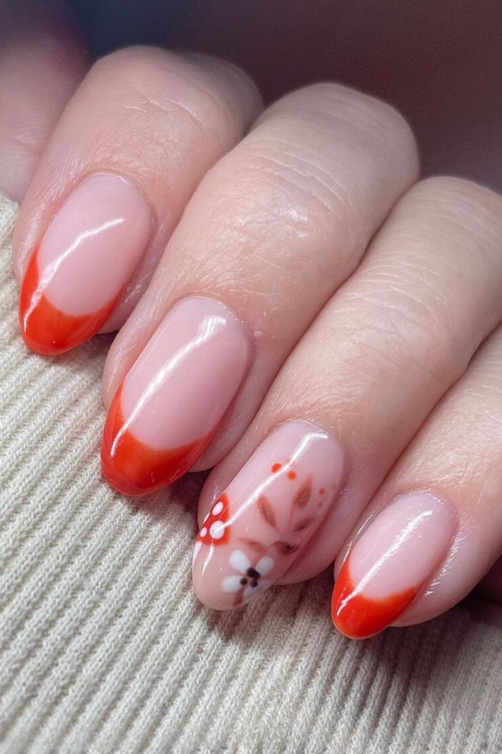 falll nail design orange red mani