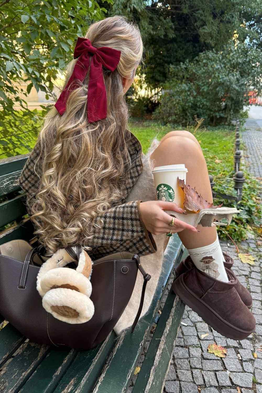 plaid jacket with teddy socks and ultra mini uggs
