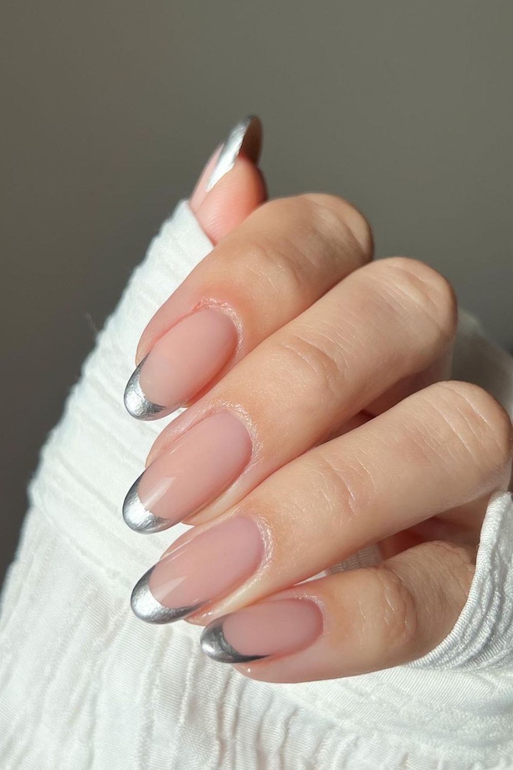 silver chrome french nails