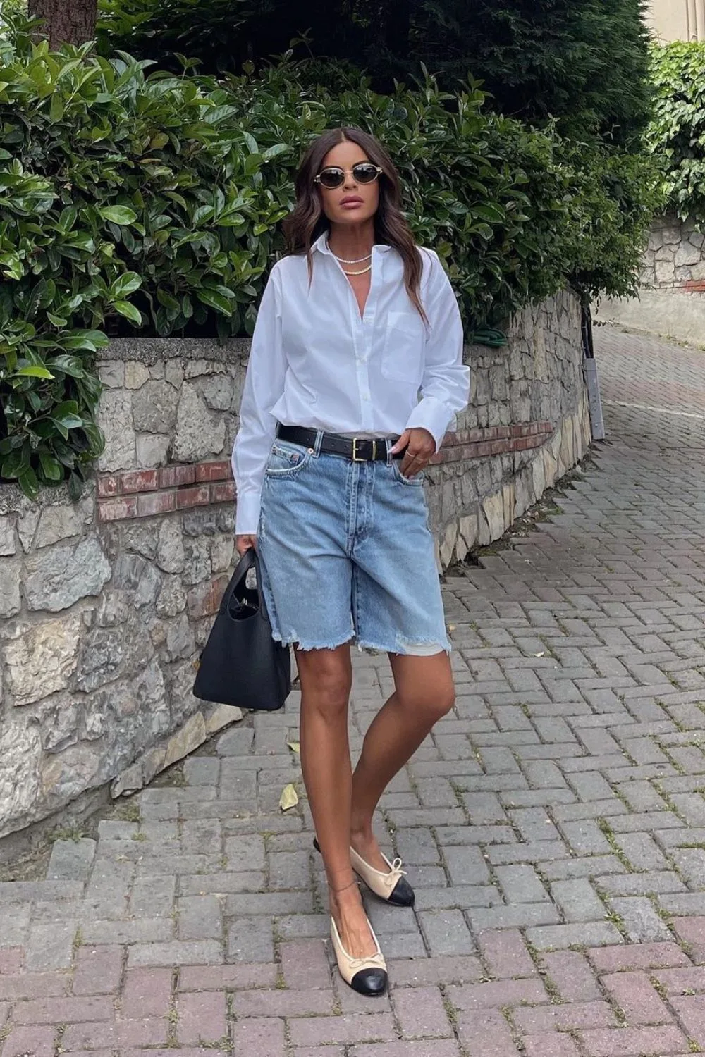 white Crisp Shirt & Denim Bermudas